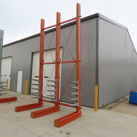 Interlake 16' Tall Single Sided 3-Post Cantilever Rack 101" W x 18" Deep 5-Tier
