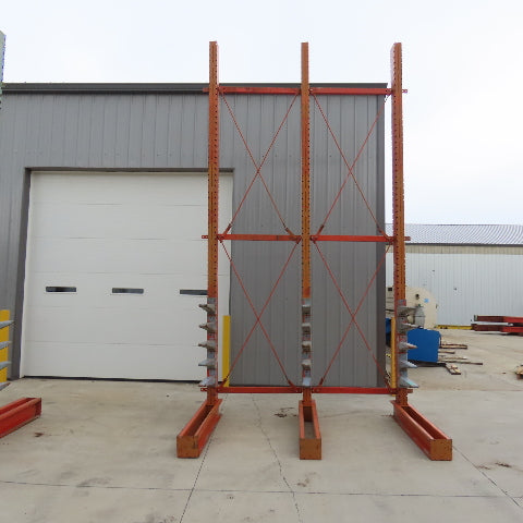 Interlake 16' Tall Single Sided 3-Post Cantilever Rack 101" W x 18" Deep 5-Tier