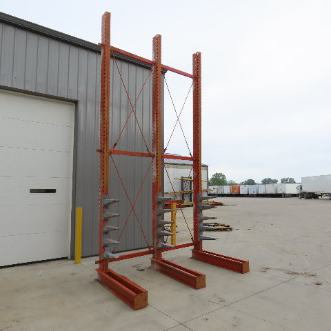 Interlake 16' Tall Single Sided 3-Post Cantilever Rack 101" W x 18" Deep 5-Tier