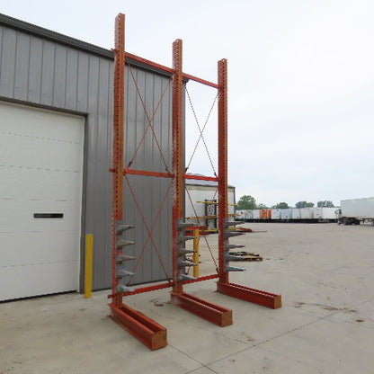 Interlake 16' Tall Single Sided 3-Post Cantilever Rack 101" W x 18" Deep 5-Tier