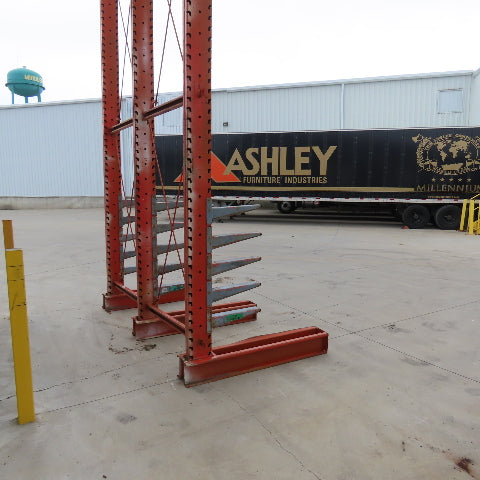 Interlake 16' Tall Single Sided 3-Post Cantilever Rack 101" W x 18" Deep 5-Tier