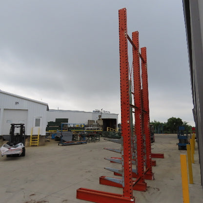 Interlake 16' Tall Single Sided 3-Post Cantilever Rack 101" W x 18" Deep 5-Tier