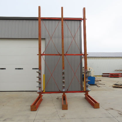 Interlake 16' Tall Single Sided 3-Post Cantilever Rack 101" W x 18" Deep 5-Tier