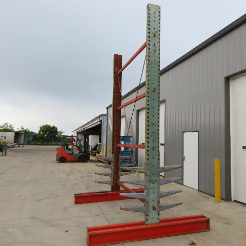 14' Tall Double Sided 2-Post Cantilever Rack 100" W x 18" Deep 8-Tier