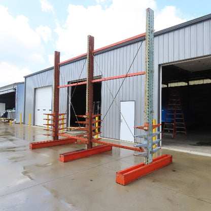 14' Tall Double Sided 3-Post Cantilever Rack 196" W x 18" Deep 8-Tier