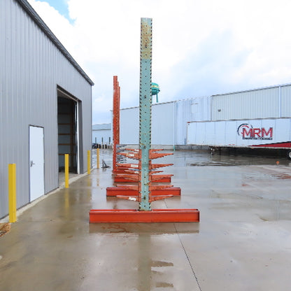 14' Tall Double Sided 3-Post Cantilever Rack 196" W x 18" Deep 8-Tier