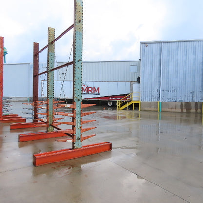 14' Tall Double Sided 3-Post Cantilever Rack 196" W x 18" Deep 8-Tier