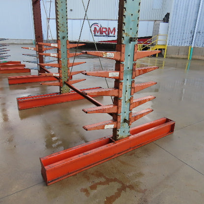 14' Tall Double Sided 3-Post Cantilever Rack 196" W x 18" Deep 8-Tier
