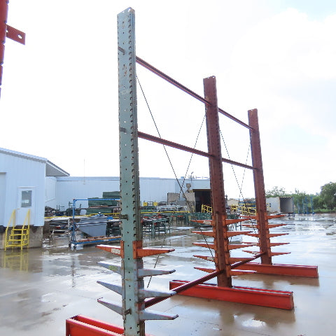 14' Tall Double Sided 3-Post Cantilever Rack 196" W x 18" Deep 8-Tier
