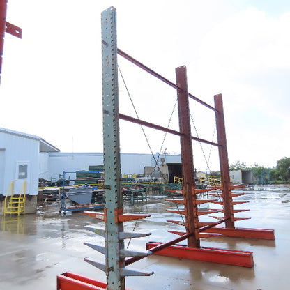 14' Tall Double Sided 3-Post Cantilever Rack 196" W x 18" Deep 8-Tier