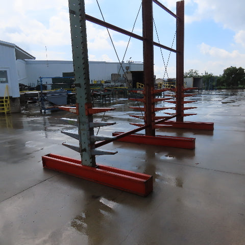 14' Tall Double Sided 3-Post Cantilever Rack 196" W x 18" Deep 8-Tier