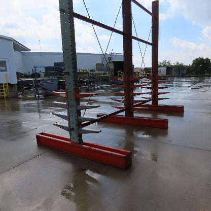 14' Tall Double Sided 3-Post Cantilever Rack 196" W x 18" Deep 8-Tier