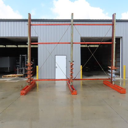 14' Tall Double Sided 3-Post Cantilever Rack 196" W x 18" Deep 8-Tier