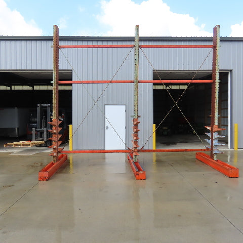 14' Tall Double Sided 3-Post Cantilever Rack 196" W x 18" Deep 8-Tier