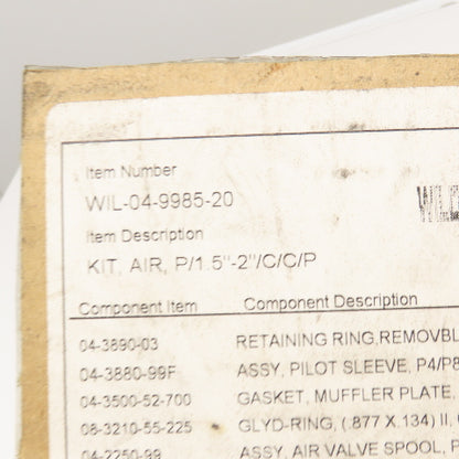 Wildon WIL-04-9985-20 Air Kit P/1.5"-2" C/C/P Incomplete