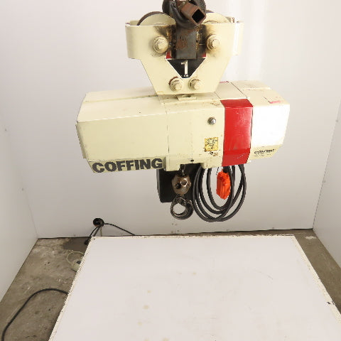 Coffing EC.2016.7 1 Ton 2000LB Electric Chain Hoist 15' Lift 16FPM 3PH W/Trolley