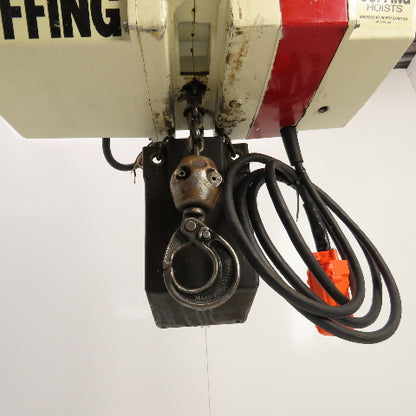 Coffing EC.2016.7 1 Ton 2000LB Electric Chain Hoist 15' Lift 16FPM 3PH W/Trolley