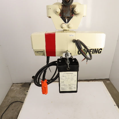 Coffing EC.2016.7 1 Ton 2000LB Electric Chain Hoist 15' Lift 16FPM 3PH W/Trolley
