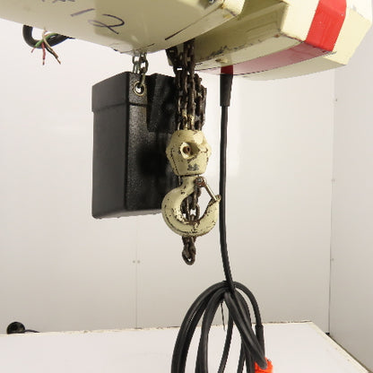 Coffing EC.2816.7 1 Ton 2000LB Electric Chain Hoist 20' Lift 16FPM 3PH W/Trolley