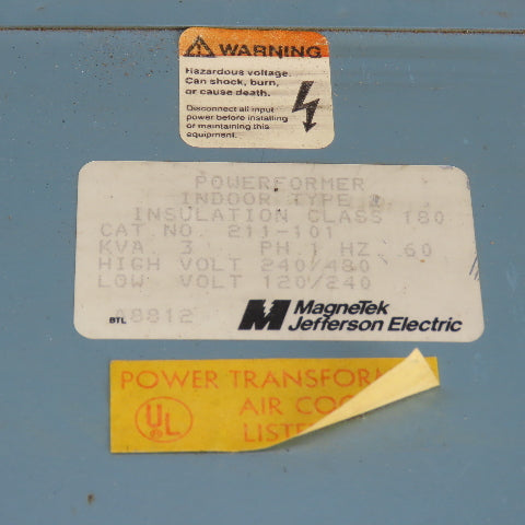 Magnetek 211-101 3.0kVA 1PH Isolation Transformer Pri 240/480V Sec 120/240V 60HZ