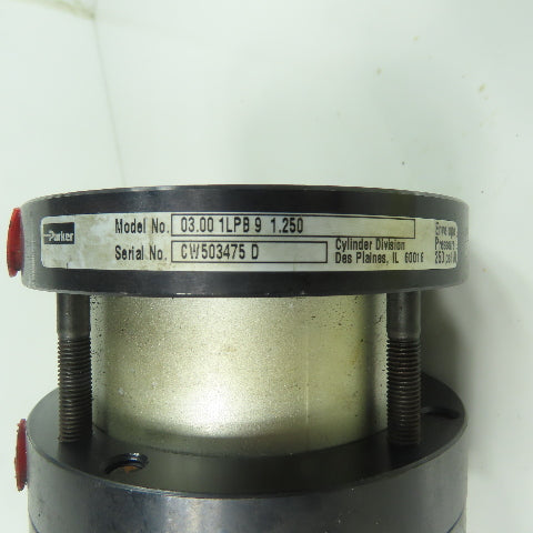 Parker 03.00 1LPB9 1.250 Pneumatic Air Cylinder 3" Bore 1.25" Stroke 250PSI