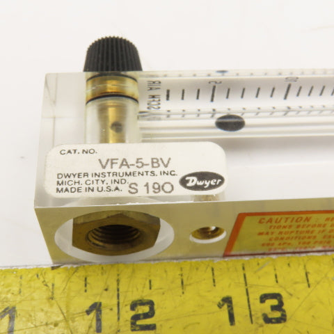 Dwyer VFA-5-BV 0-20 SCFH Air Flow Meter 100PSI MAX 1/8" NPT
