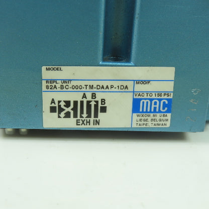 MAC 82A-BC-000-TM-DAAP-1DA Solenoid Valve 150PSI 120V Coil