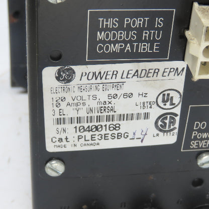 GE General Electric PLE3ESBG14 Power Leader EPM Electronic Power Meter 120V 10A