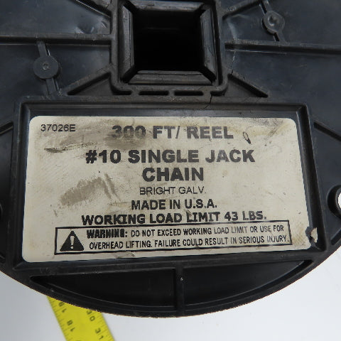 37026E #10 Single Jack Chain Bright Galvanized 150' Reel USA