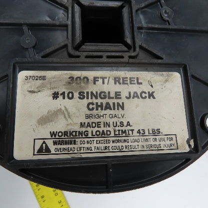 37026E #10 Single Jack Chain Bright Galvanized 150' Reel USA
