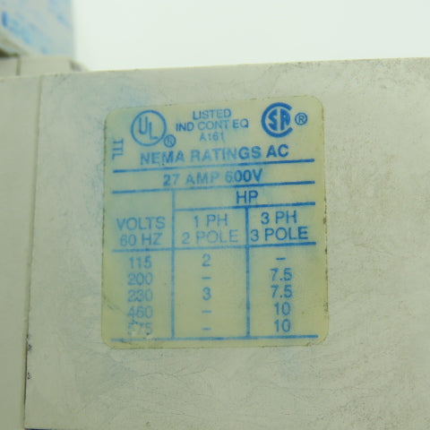 Eaton Cutler-Hammer AN16DND Nema Size 1 Motor Starter 27A 600V