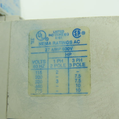 Eaton Cutler-Hammer AN16DND Nema Size 1 Motor Starter 27A 600V