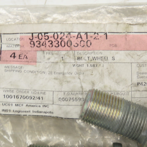 Caterpillar 9343300300 OEM 19mm-1.5 Wheel Stud Lot Of 2