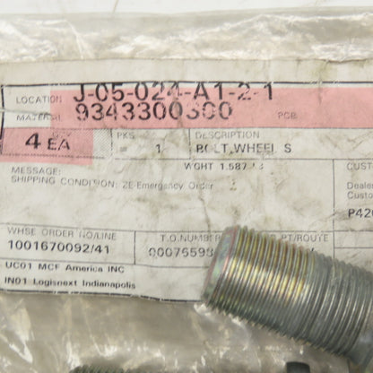 Caterpillar 9343300300 OEM 19mm-1.5 Wheel Stud Lot Of 2