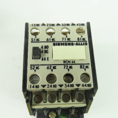 Siemens-Allis RCN 44 Overload Relay 110-120V Coil NEW