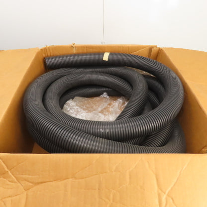 Syndevco Black 2" ID x 30' Long Corrugated Protective Tubing W/ 10 Wear Bands