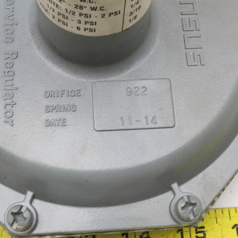 Sensus 143-80 Series 1-1/4" NPT Gas Regulator Orifice 922 Green Spring 20PSI
