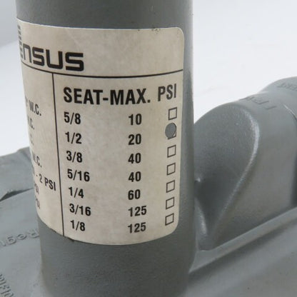 Sensus 143-80 Series 1-1/4" NPT Gas Regulator Orifice 922 Green Spring 20PSI