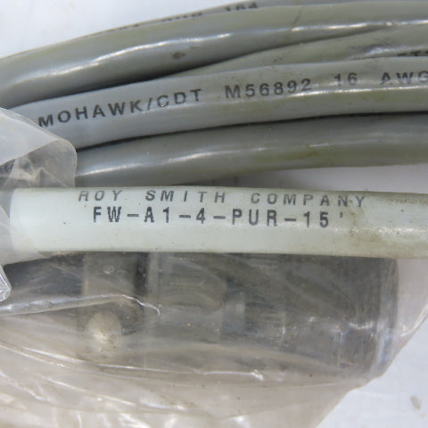 Roy Smith Company FW-A1-4-PUR-15 Robot Cordset Cable Connector 3-Pin Male/Female