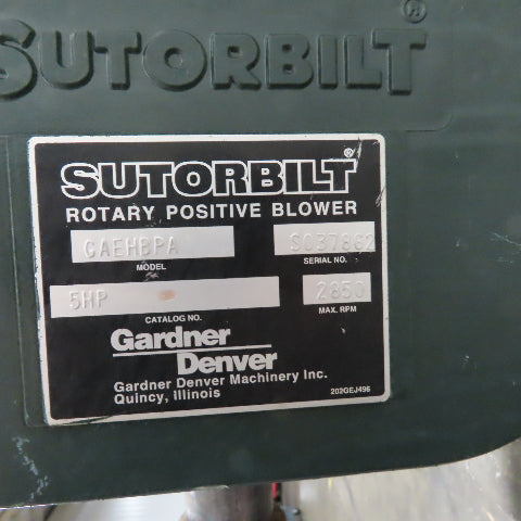 Sutorbilt GAEHBPA 10HP Belt Driven Rotary Positive Blower & Motor 230/460V 3PH