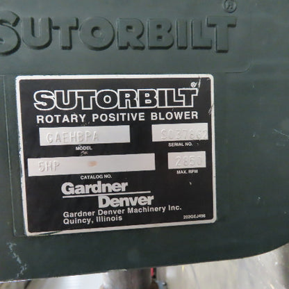 Sutorbilt GAEHBPA 10HP Belt Driven Rotary Positive Blower & Motor 230/460V 3PH