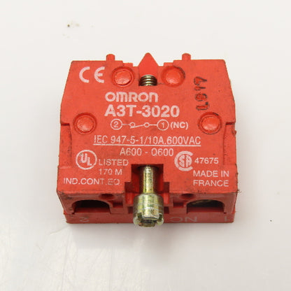 Omron A3T-3020 Normally Closed Contact 600VAC Lot Of 5