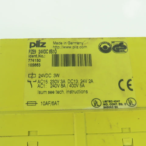 Pilz PZE 9 2 Channel Safety Relay 24VDC 8N/O 1N/C