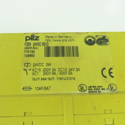 Pilz PZE 9 2 Channel Safety Relay 24VDC 8N/O 1N/C