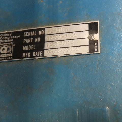 Quincy 490 100HP Rotary Screw Air Compressor 230/460V 3PH 125PSI 22.2K Hr Tested