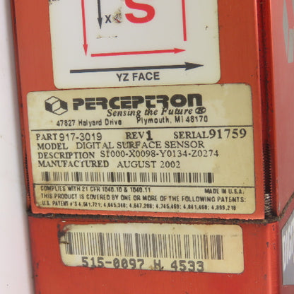 Perceptron 917-3019 Digital Surface Sensor W/ 515-0095 Tri-lite LED Flood