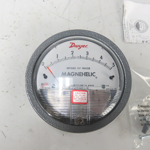Dwyer W01AH KS 0-5 Inches Of Water Magnehelic Pressure Guage
