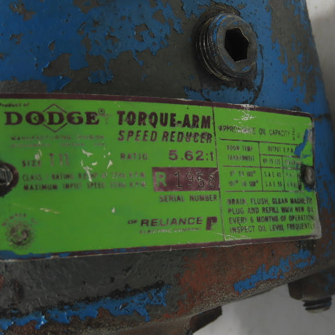 Dodge T11 5.62:1 Ratio Torque-Arm Shaft Mount Speed Reducer 1-7/16"Bore 399.6RPM
