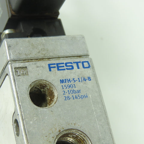 Festo MFH-5-1/4-B Pneumatic Solenoid Valve 2-10Bar 28-145PSI 24VDC Coil