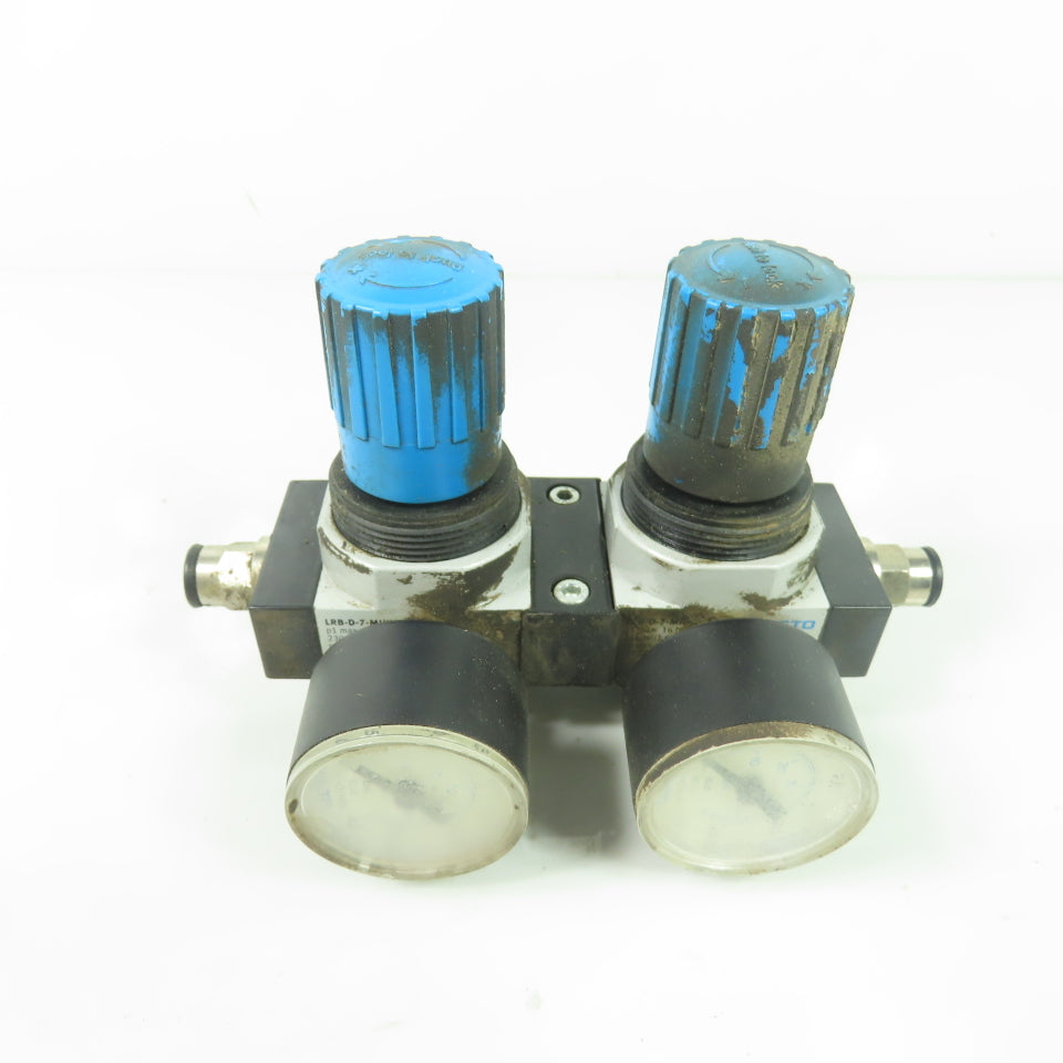 Festo LRB-D-7-MINI Dual Pneumatic Pressure Regulator 16Bar 0-60PSI Guage